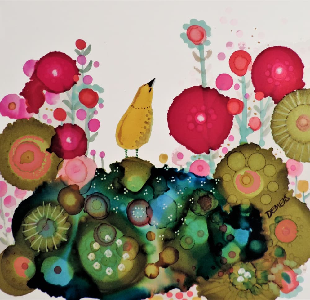 Whimsical Garden Bird by Sylvie Demers — canvas wall art