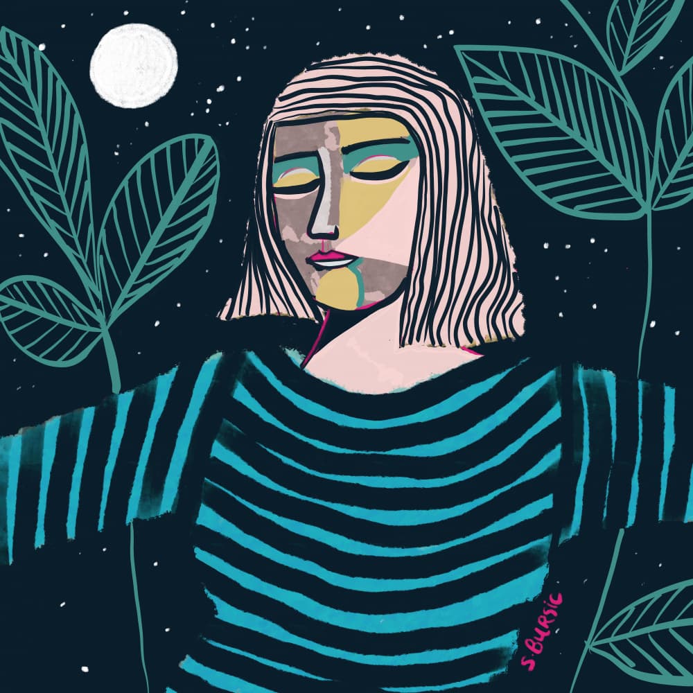 Peaceful Moon Woman by Sharyn Bursic — canvas wall art