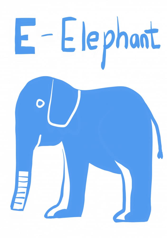 E for Elephant by Sharyn Bursic — canvas wall art