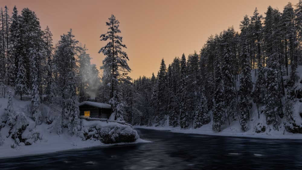 Cozy Winter Cabin by Haim Rosenfeld — canvas wall art