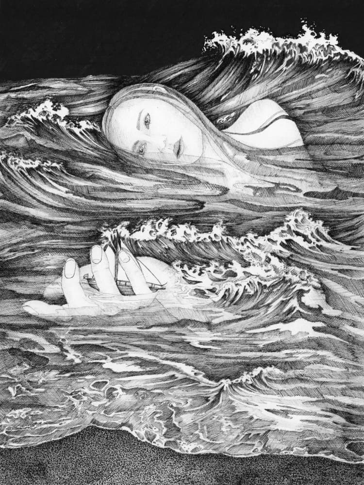 Floating Woman Ocean Dream by EC Mazur — canvas wall art