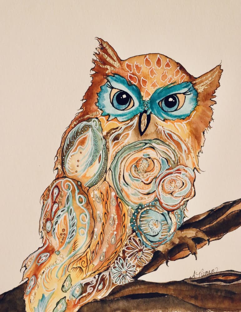Whimsical Patterned Owl by Amy Tieman — canvas wall art