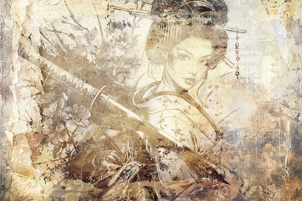 Geisha With Katana by Rafal Kulik — canvas wall art