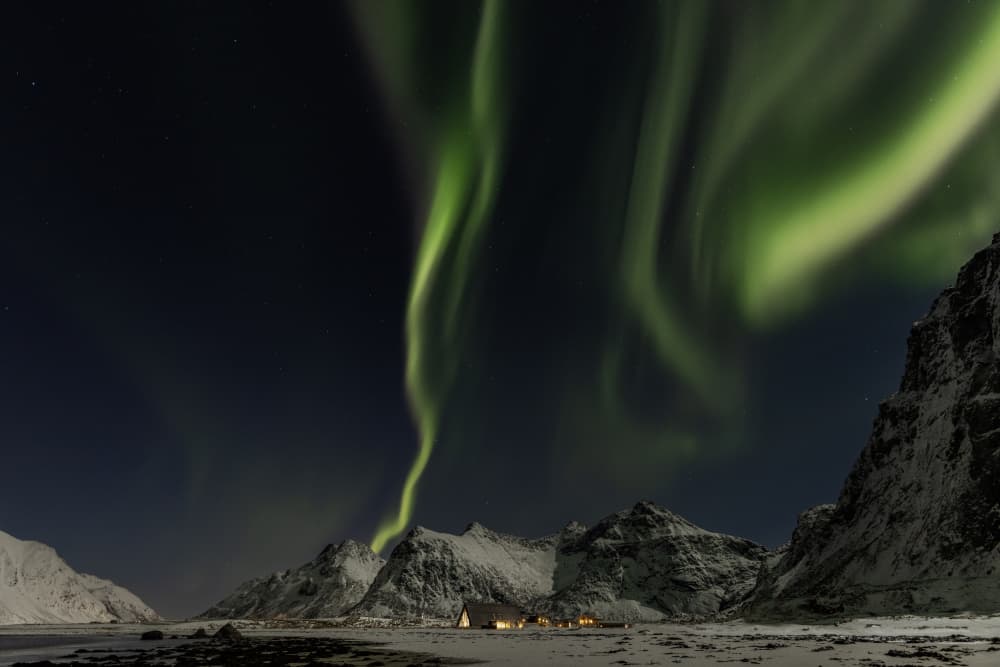 Aurora Over Winter Peaks by Dorian Gray — canvas wall art