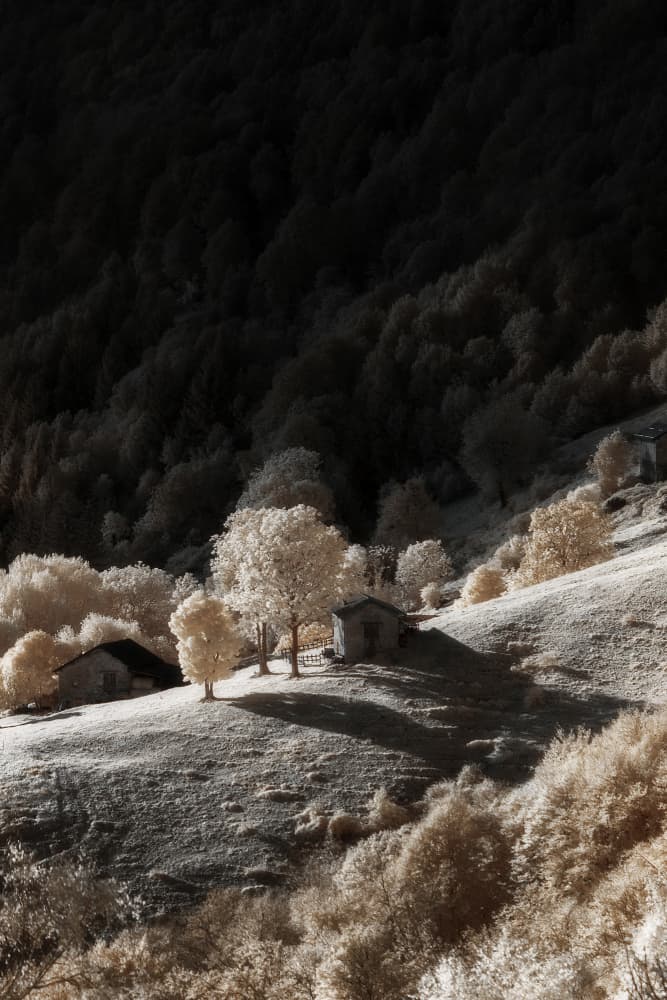 Infrared Mountain Retreat by Filippo Manini — canvas wall art