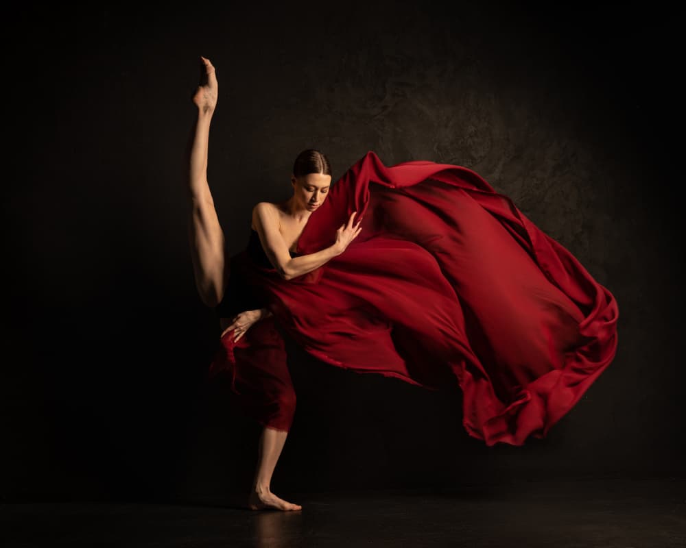 Graceful Dancer Red Fabric by Natalya Sleta — canvas wall art