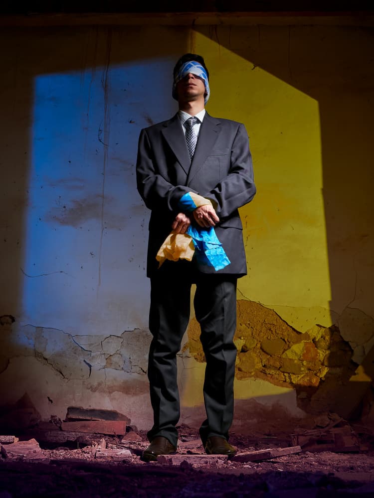 Blindfolded Man In Crisis by Jose A. Parra — canvas wall art