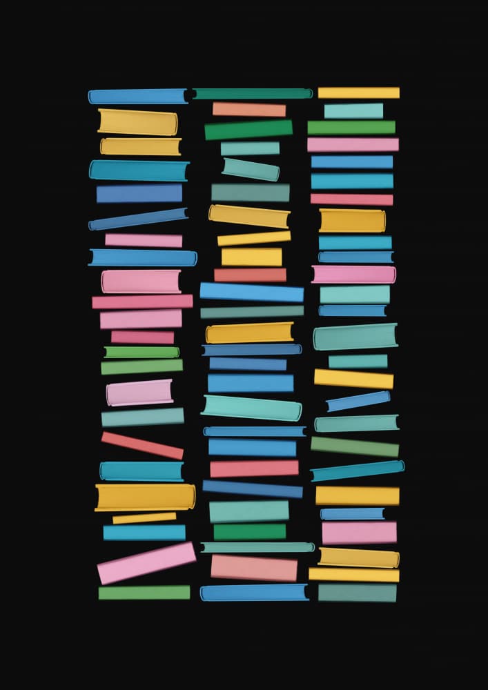 Colorful Book Stacks by Orara Studio — canvas wall art