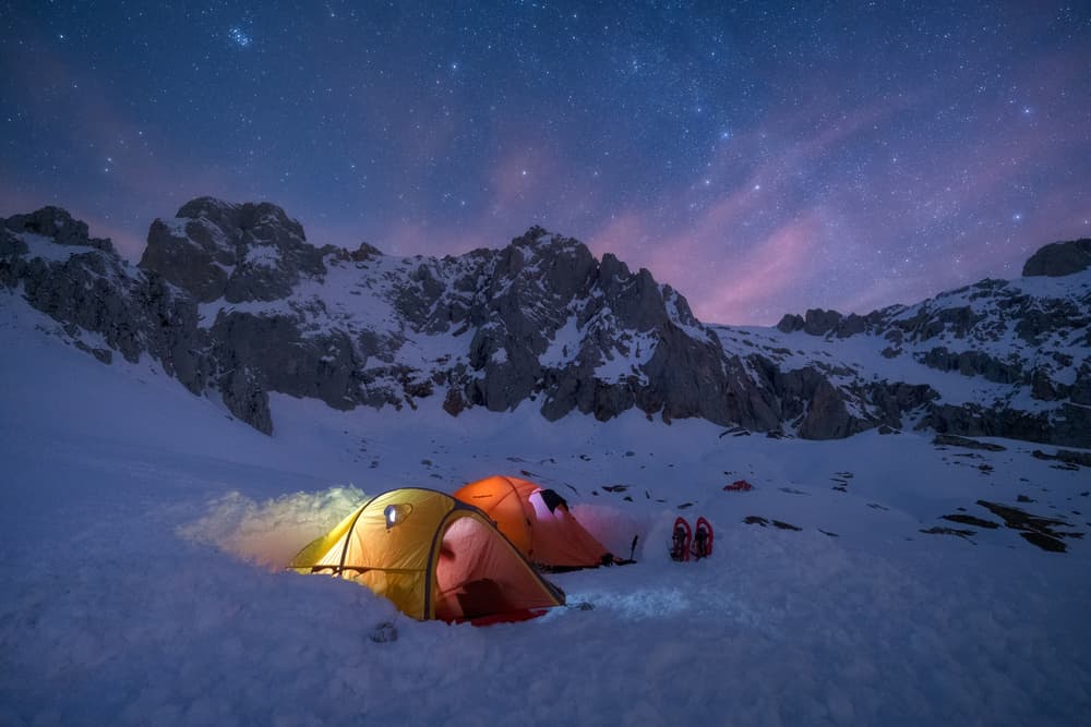 Winter Camp Under Stars by Carlos Gonzalez — canvas wall art