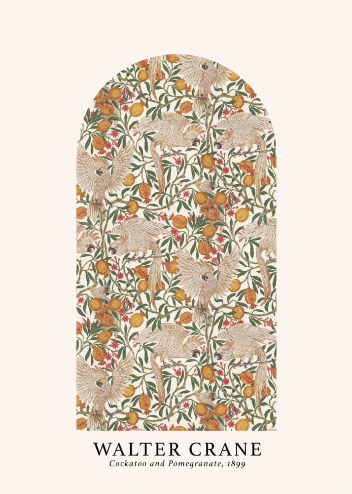 Cockatoo and Pomegranate by Walter Crane — canvas wall art
