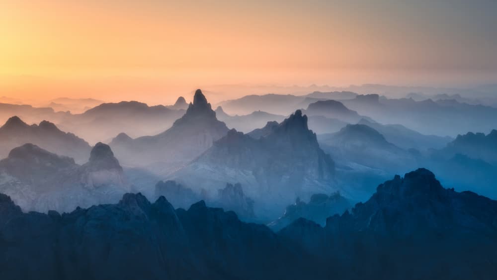 Majestic Misty Mountains by Willa Wei — canvas wall art