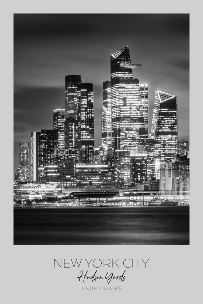 Hudson Yards Night Skyline by Melanie Viola — canvas wall art