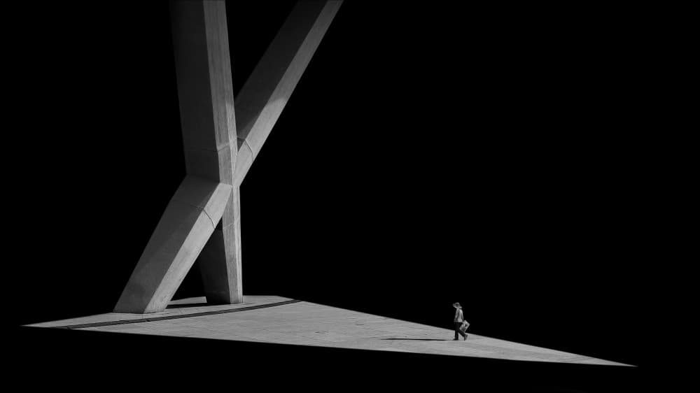 Lone Figure Concrete Light by Sara Goli — canvas wall art
