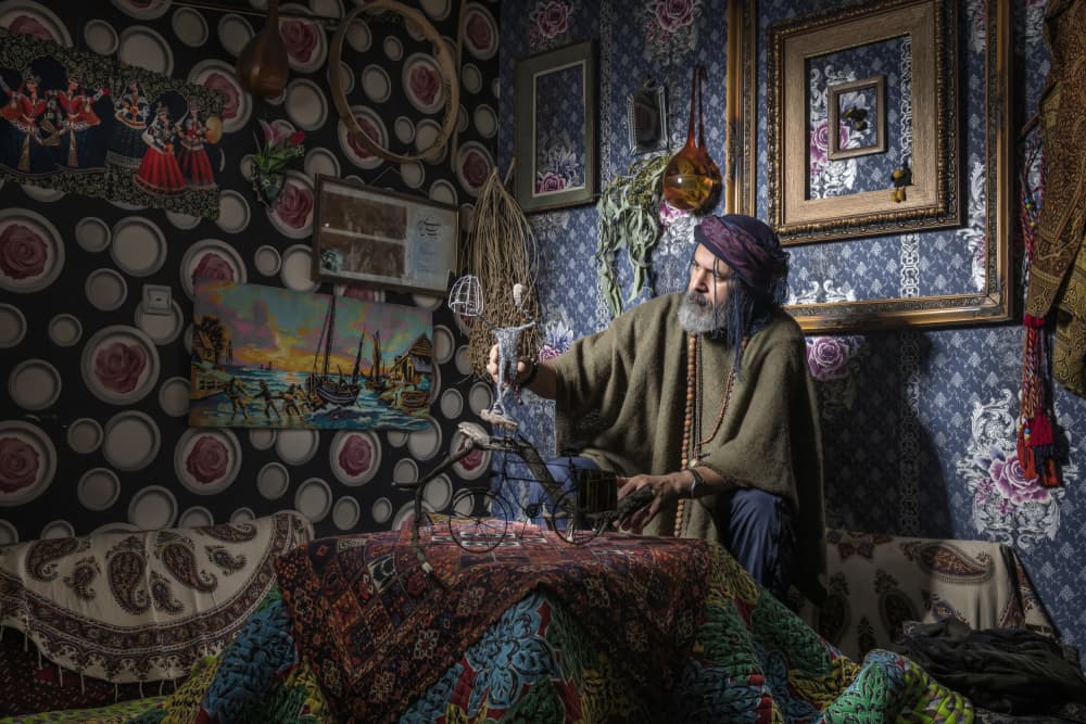 Bearded Man's Cozy Room by Mitra Bahmani — canvas wall art