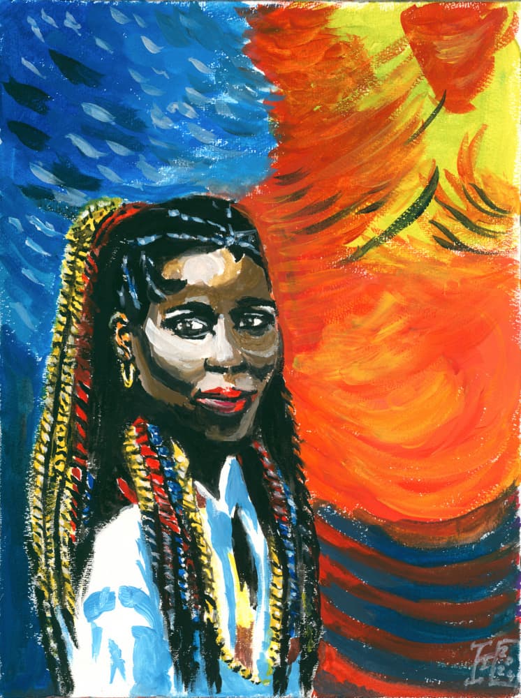 Woman With Colorful Braids by Tim Hoinkis — canvas wall art