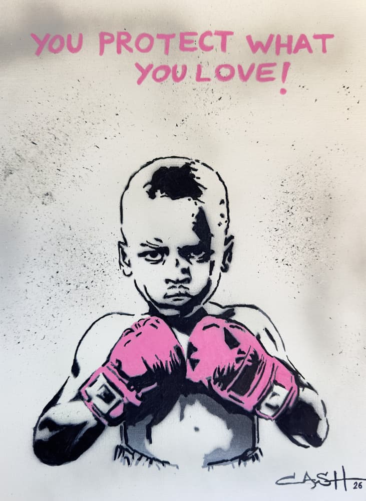 Young Boxer Pink Gloves by Suzan Habib — canvas wall art