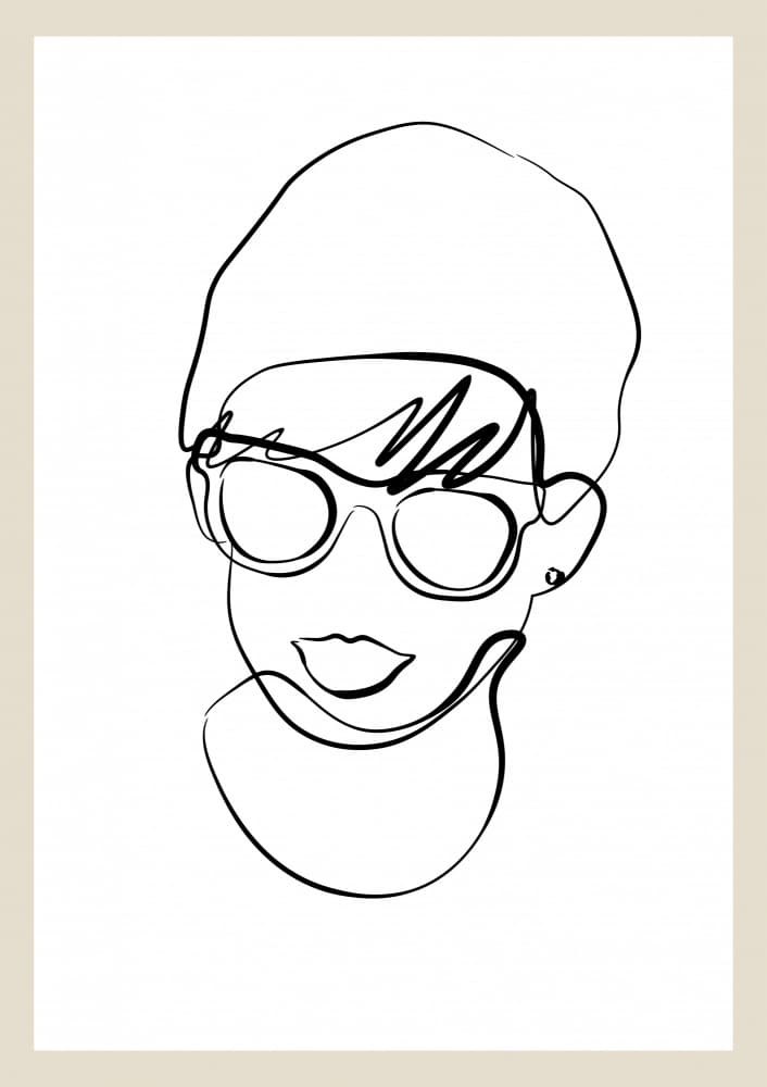 Modern woman line portrait by NKTN — canvas wall art
