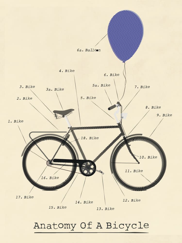 Anatomy Of A Bicycle by Wyatt 9 — canvas wall art
