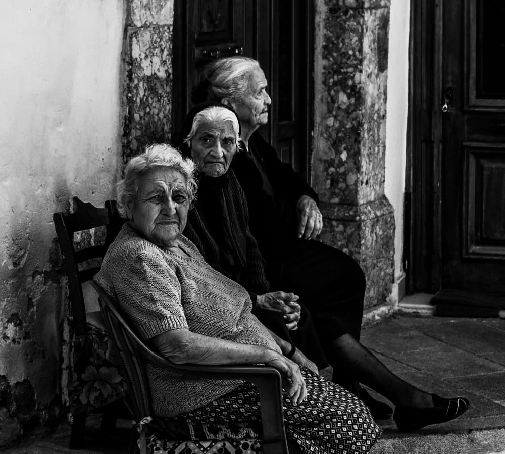 Three Pensive Grandmothers by Ömer Ates Kızıltug — canvas wall art