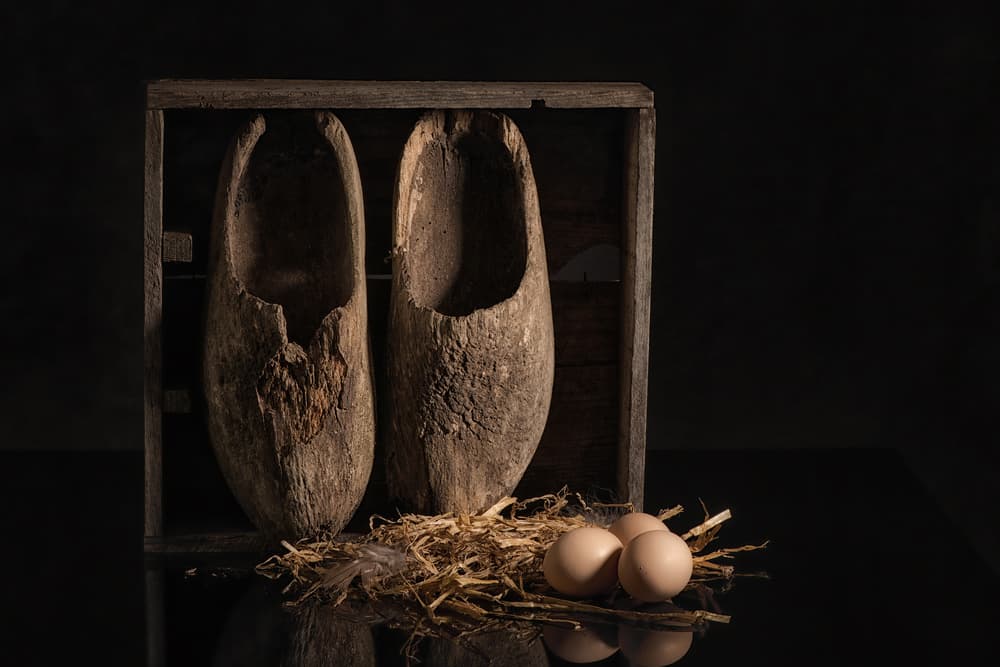 Rustic Clogs and Eggs by Monique van Velzen — canvas wall art