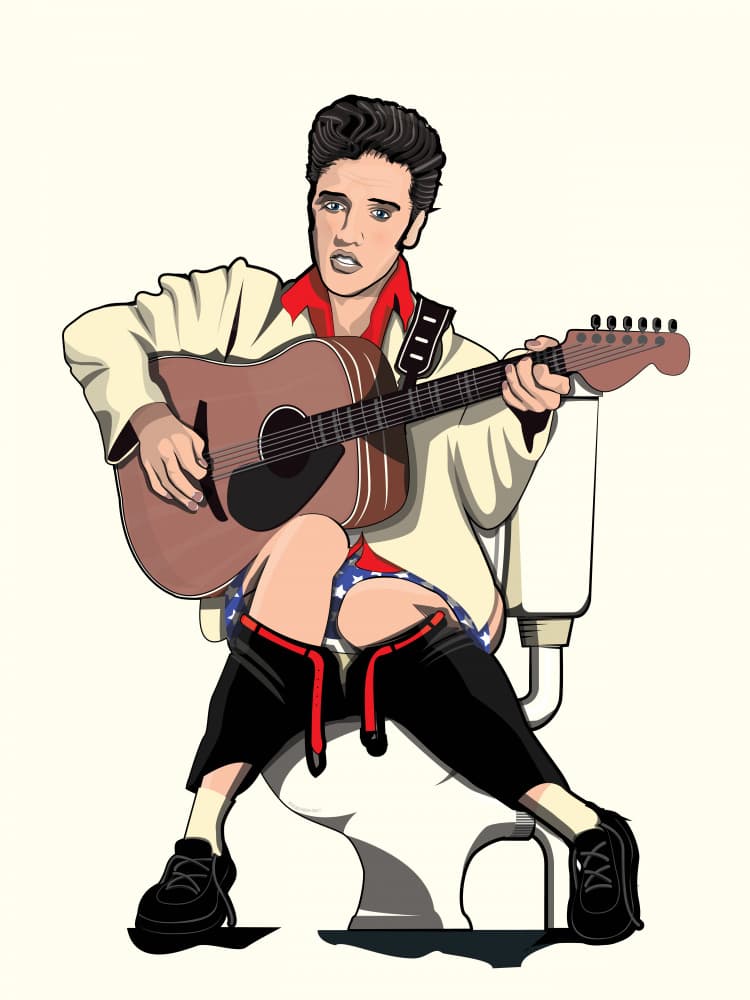 Funny Toilet Guitarist by In The Washroom — canvas wall art