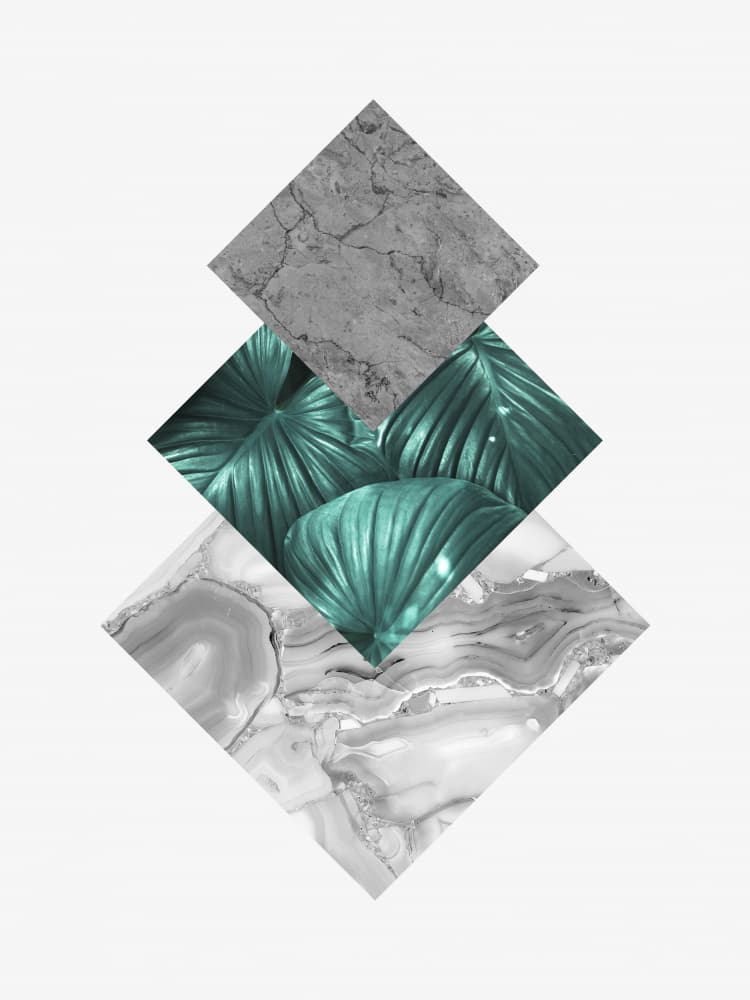 Abstract Stone Green Leaves by Vitor Costa — canvas wall art