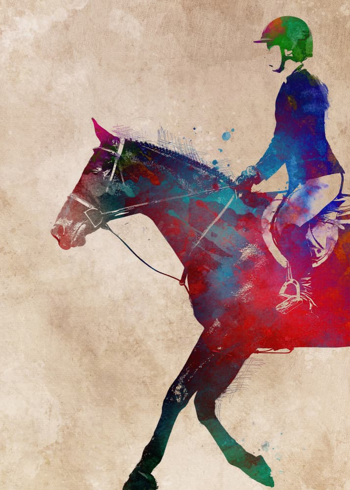 Vibrant Equestrian Jump by Justyna Jaszke — canvas wall art