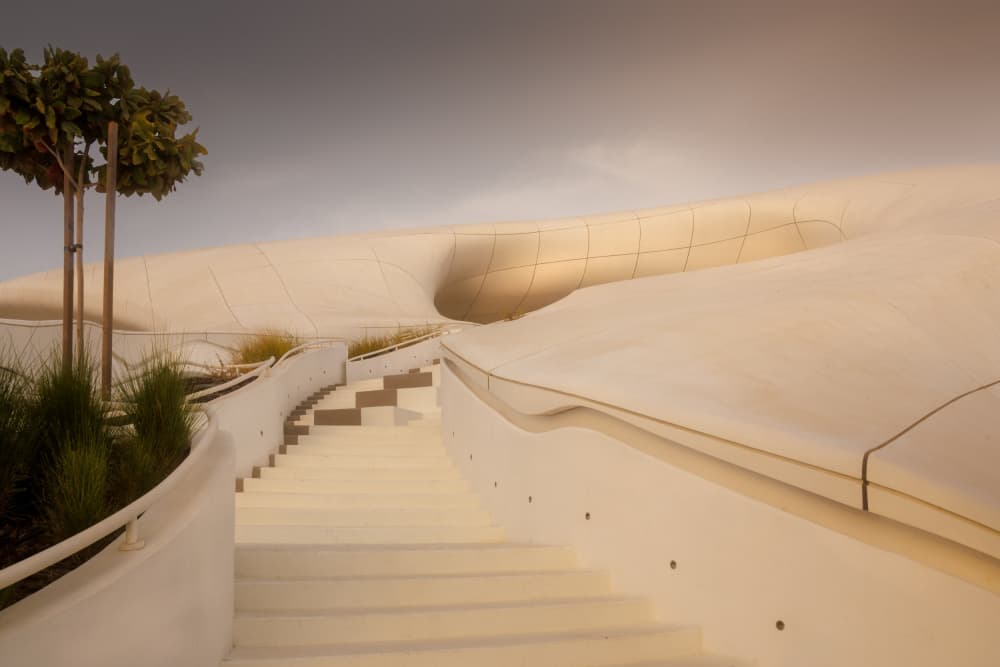 Modern Curved Architecture by Michel Guyot — canvas wall art
