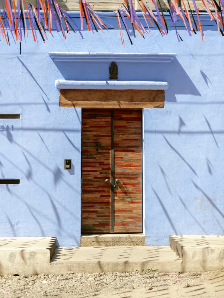 Oaxacan door - Colorful travel photography Mexico by Raisa Zwart — canvas wall art