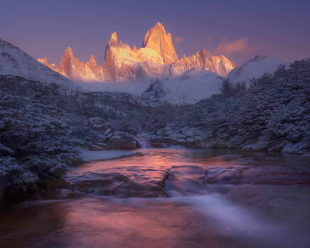 Fitz Roy Golden Sunrise by Chris Moore — canvas wall art