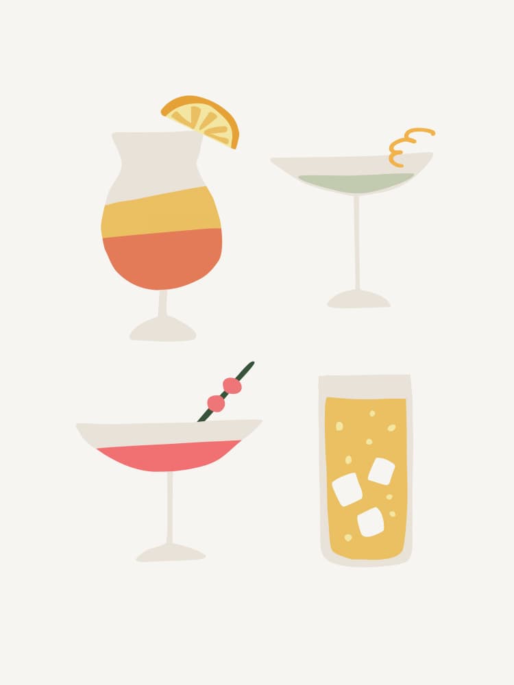 Cocktail Quartet by Treechild — canvas wall art