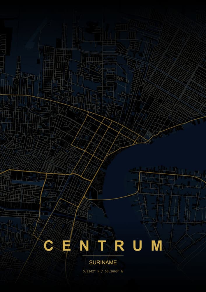 Glowing Centrum City Map by HUGO — canvas wall art