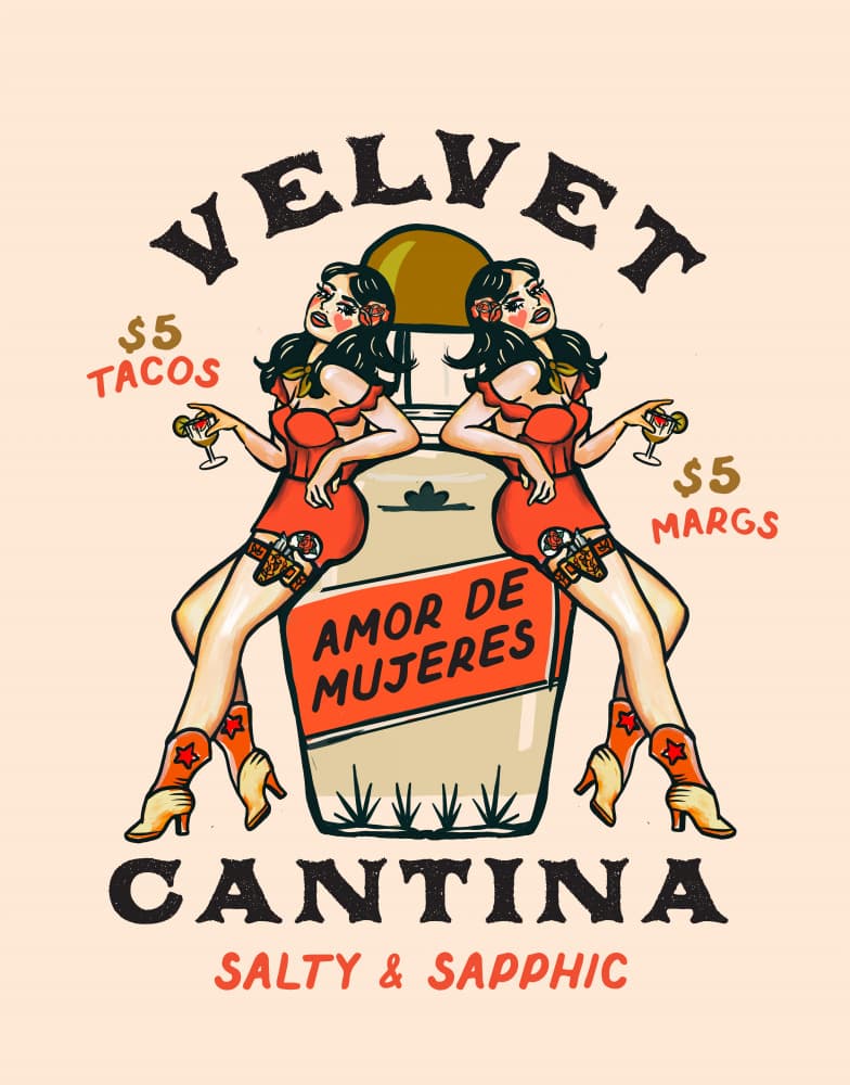 Velvet Cantina Mexican Food, Tacos & Margarita Bar by The Whiskey Ginger — canvas wall art