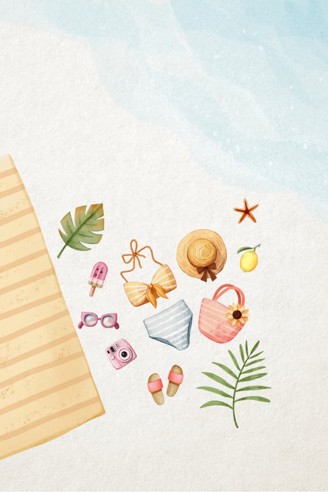 Summer Beach Flat Lay by Xuan Thai — canvas wall art