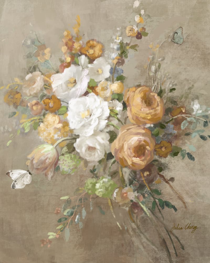 Soft Romantic Flowers by Julia Cheney — canvas wall art