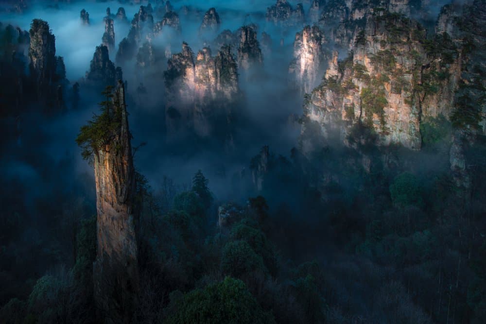 Misty Mountain Peaks by Simoon — canvas wall art