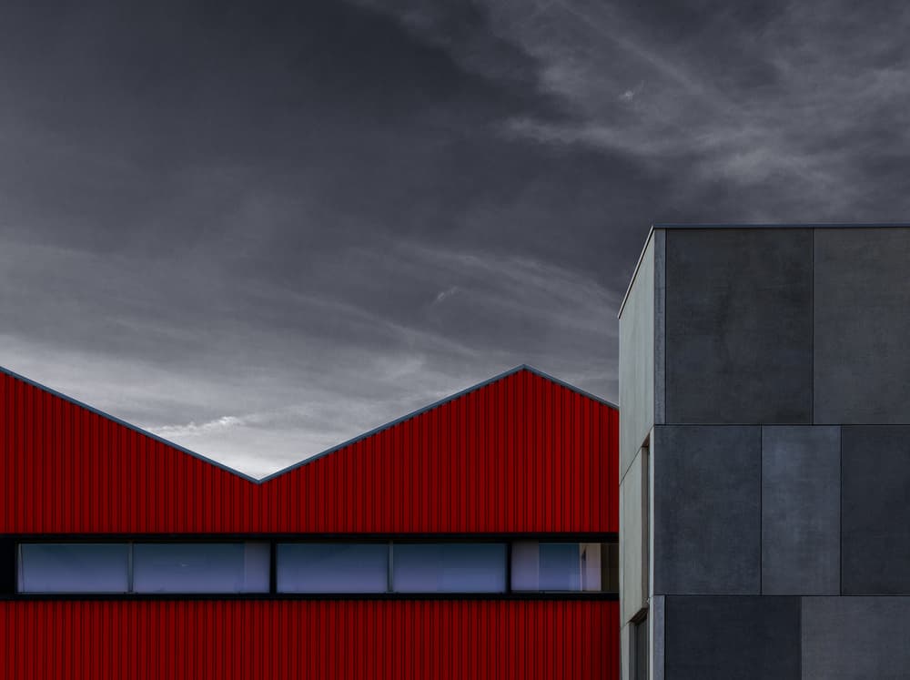 Red Grey Architecture by Harry Verschelden — canvas wall art