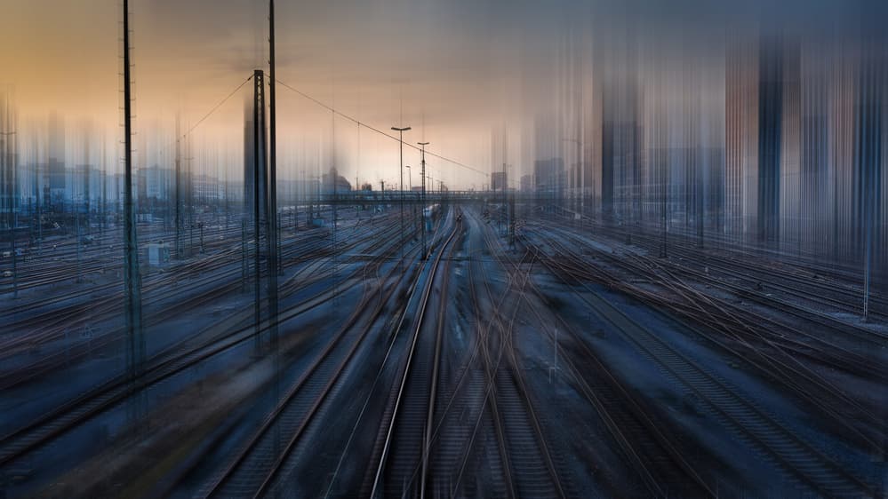 Abstract Railway Sunset by Dieter Reichelt — canvas wall art