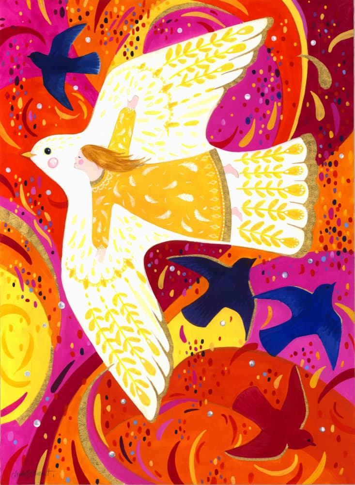 Angel Child and Birds by Isabelle Brent — canvas wall art