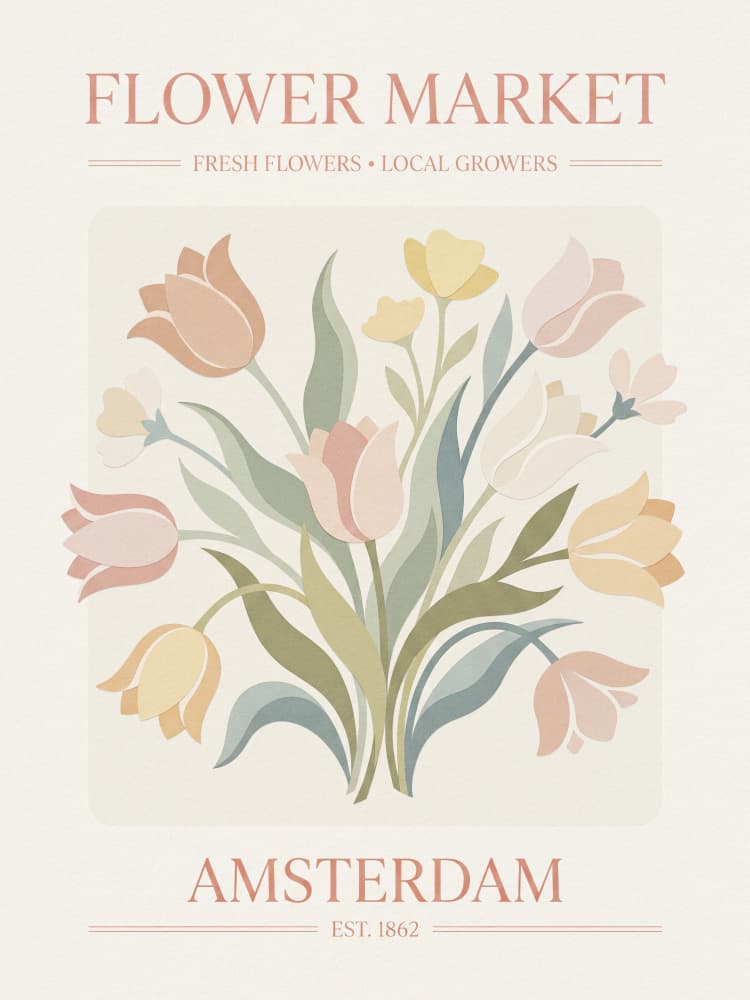 Amsterdam Flower Market Tulips by Andreas Magnusson — canvas wall art