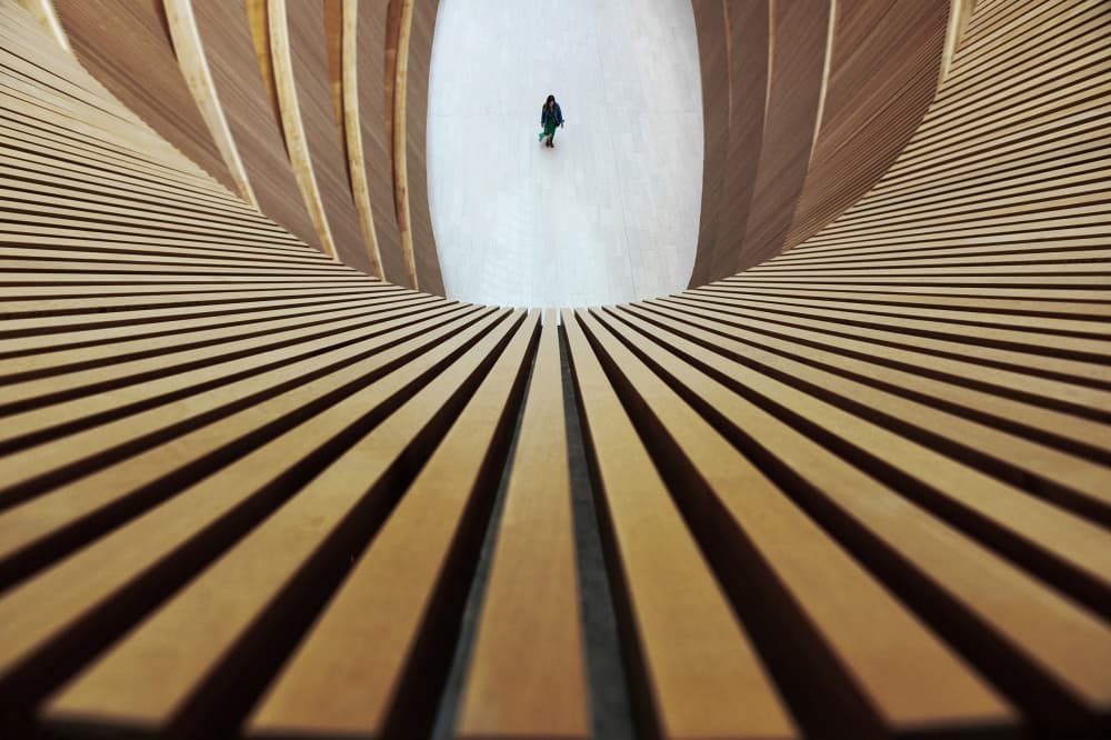 Curved Wood Interior by Jorge Pimenta — canvas wall art