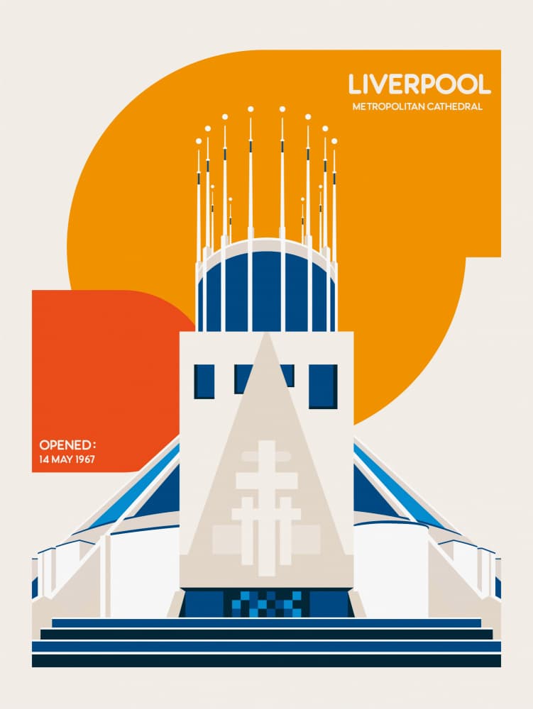 Modern Liverpool Cathedral by Retrodrome — canvas wall art