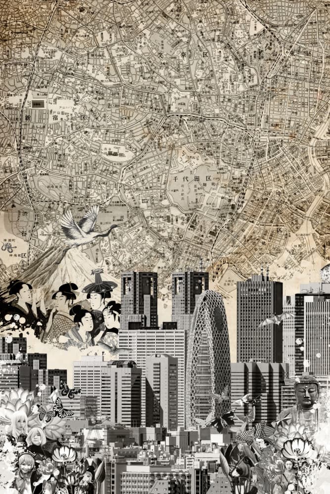 Tokyo City Story by Simon Goggin — canvas wall art