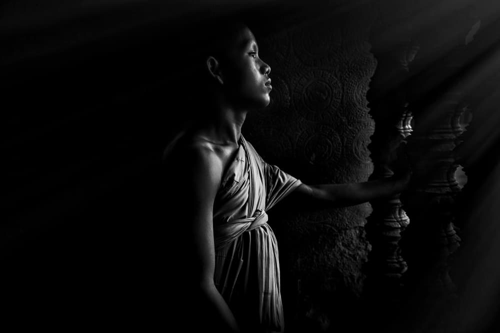 Young Monk Temple Light by Gloria Staffa — canvas wall art