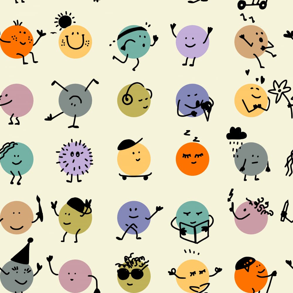 Happy Dot Characters by Annick — canvas wall art