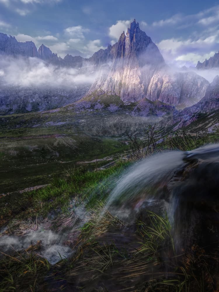 Misty Mountain Waterfall by Cai ning — canvas wall art