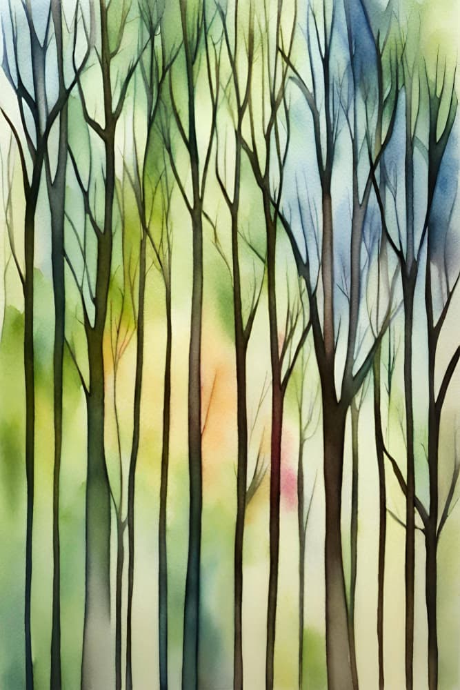 Vibrant Forest Watercolor by Sally Ann Moss — canvas wall art