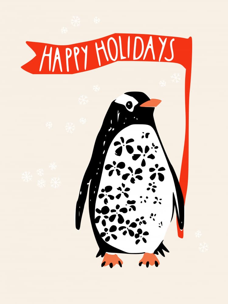 Happy Holidays Penguin by Annick — canvas wall art