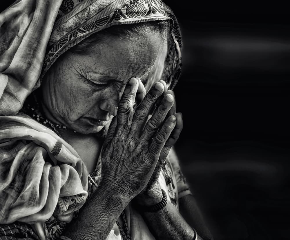 Praying Hands Portrait by Piet Flour — canvas wall art