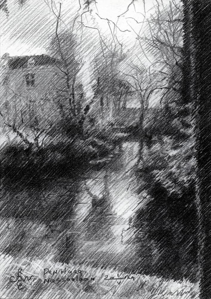 Serene Canal House Sketch by Corné Akkers — canvas wall art
